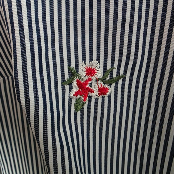 ModCloth Broadcast Coordinator Striped Blue Floral Shirt Dress M - Picture 10 of 10